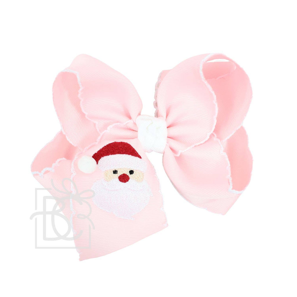 EMBROIDERED SANTA CROCHET EDGE BOWS