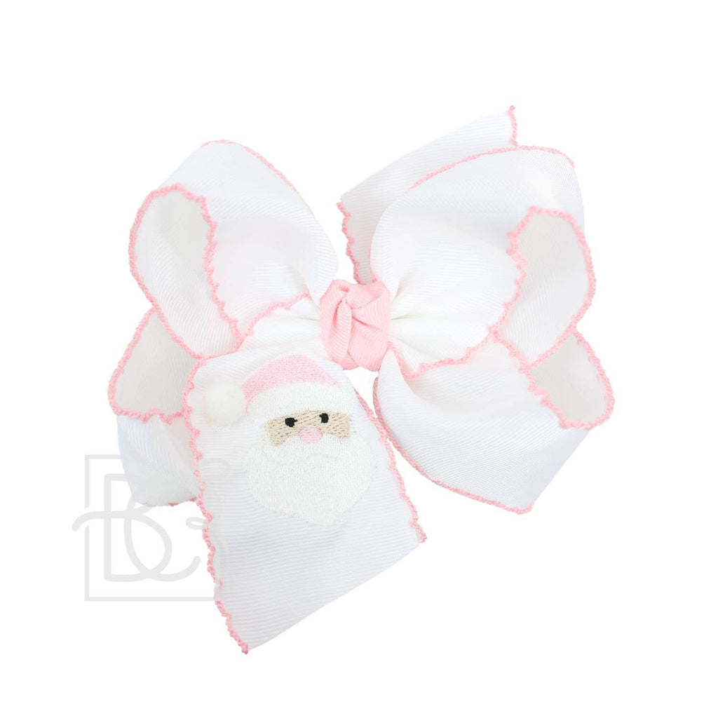 EMBROIDERED SANTA CROCHET EDGE BOWS