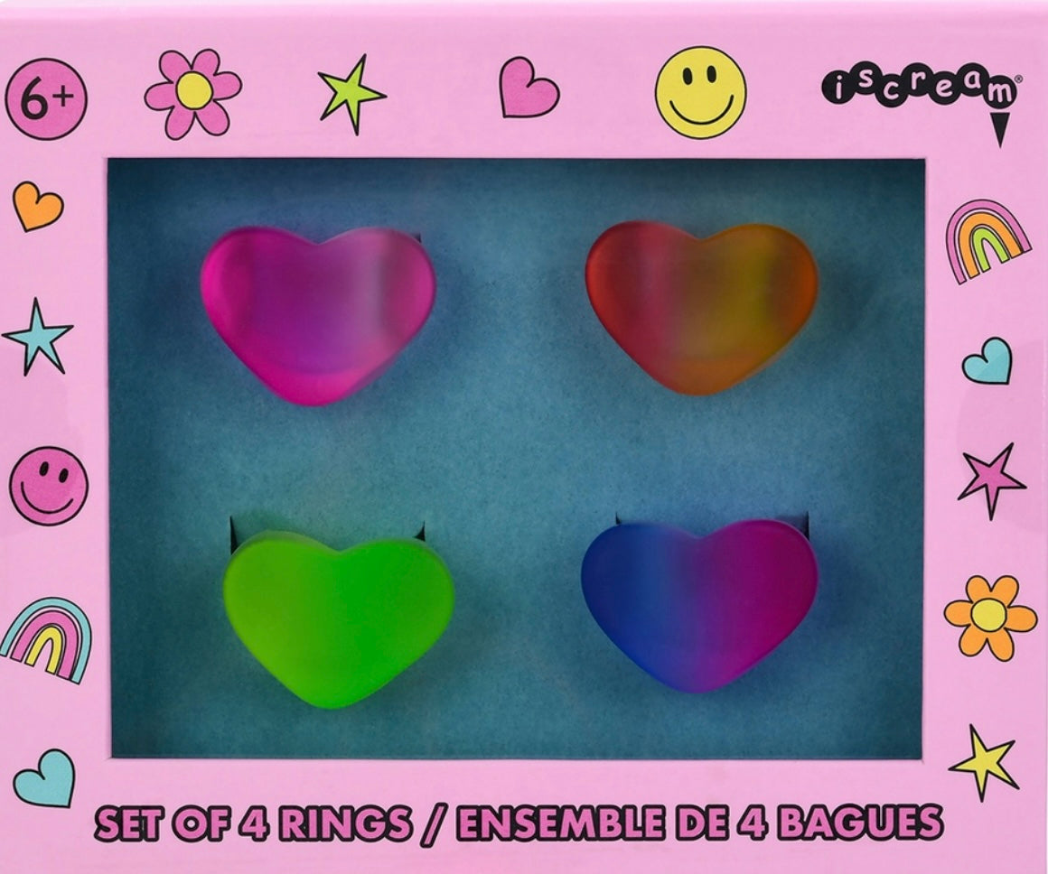 OMBRE Heart Rings- set of 4