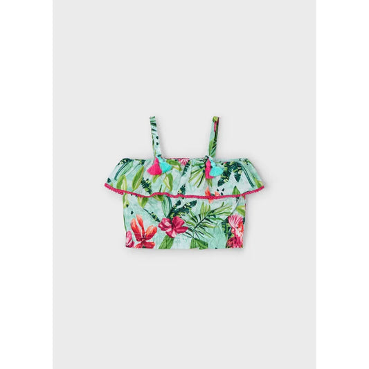 MAYORAL: GIRLS TROPICAL SHORT SET GREEN