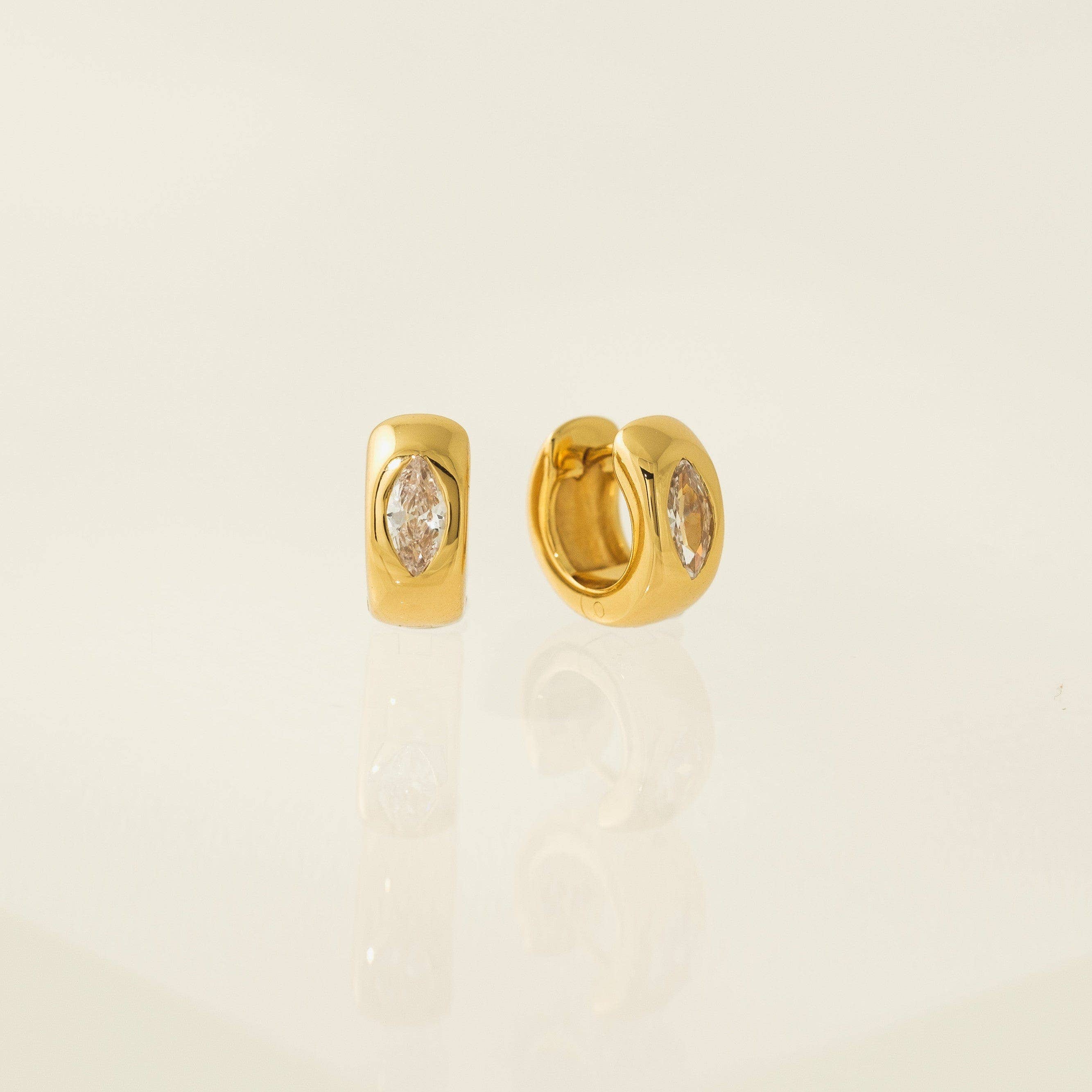 Marquise Chunky Huggie Hoop Earrings