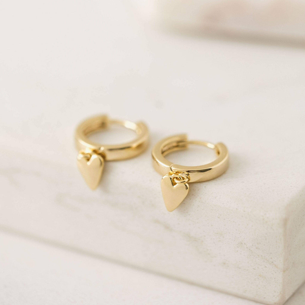 Everly Heart Huggie Drop Hoop Earrings