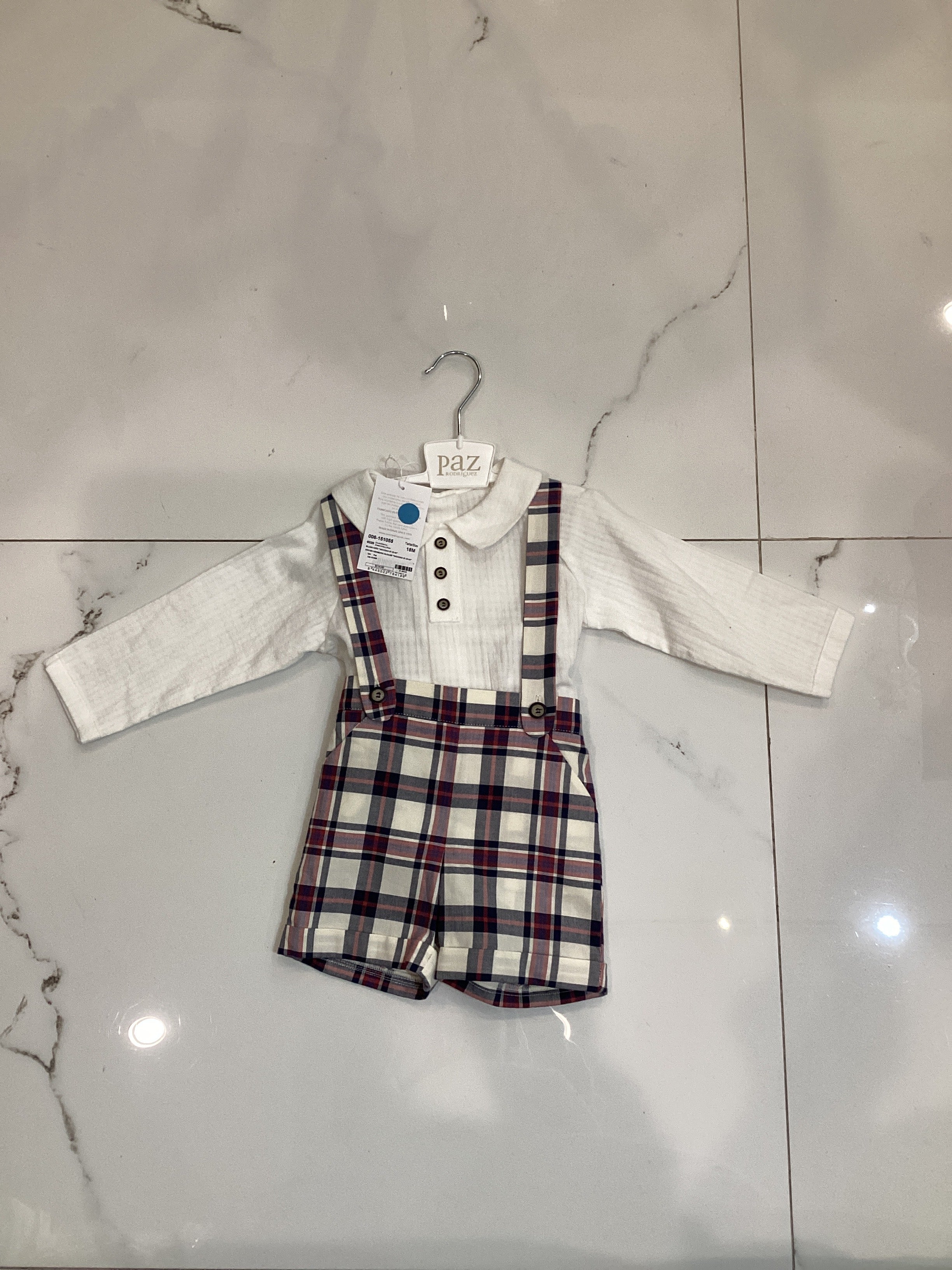 Paz Rodriguez Boys Overall with long sleeve shirt “Navidad”