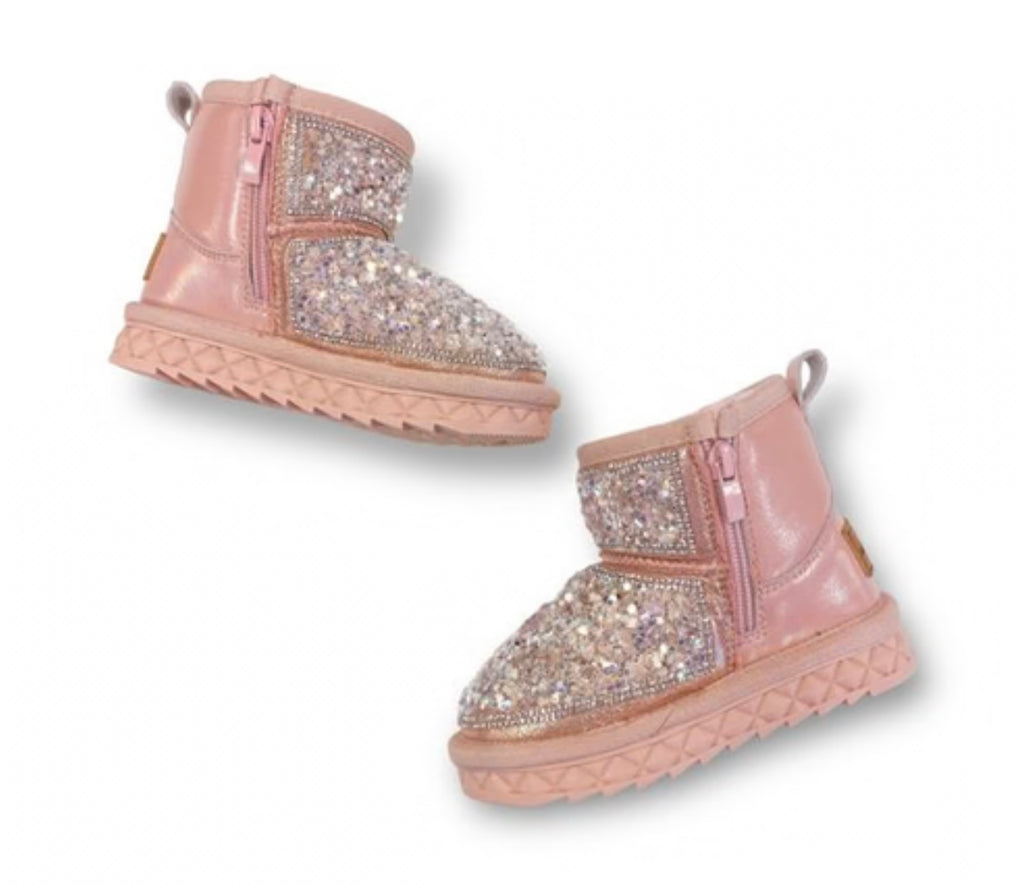 Doe A Dear Pink Mini Star Sequin Boots