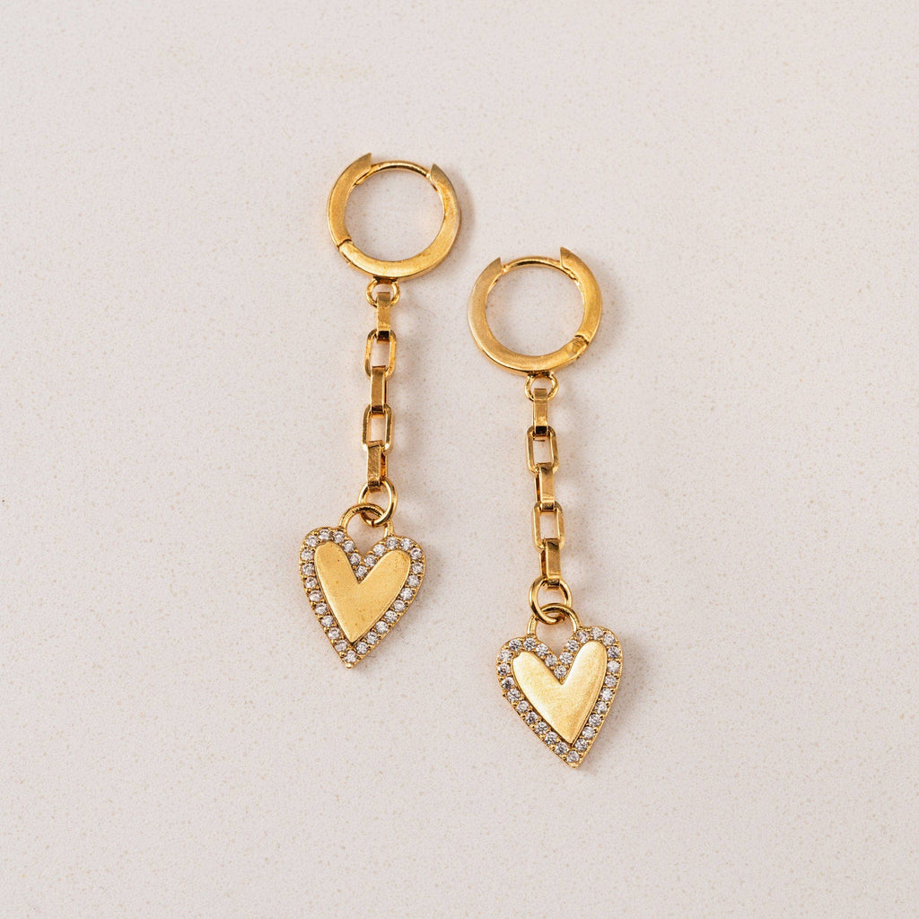 Verona Pave Huggie Drop Hoop Earrings