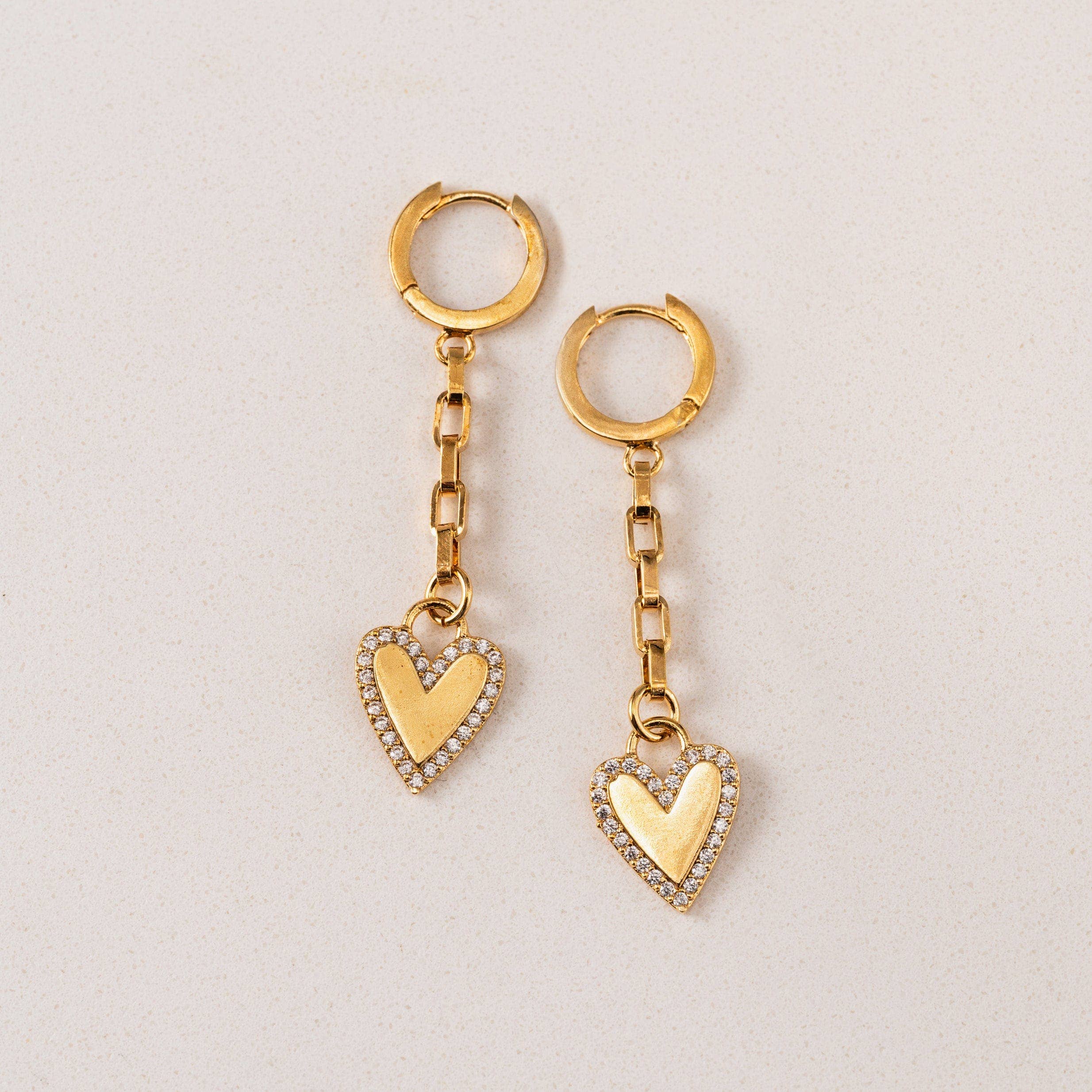 Verona Pave Huggie Drop Hoop Earrings