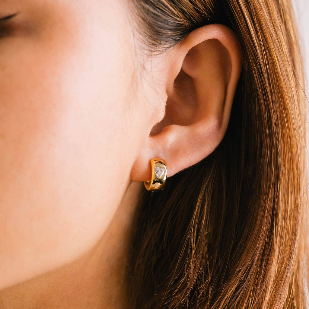 Heart Chunky Huggie Hoop Earrings