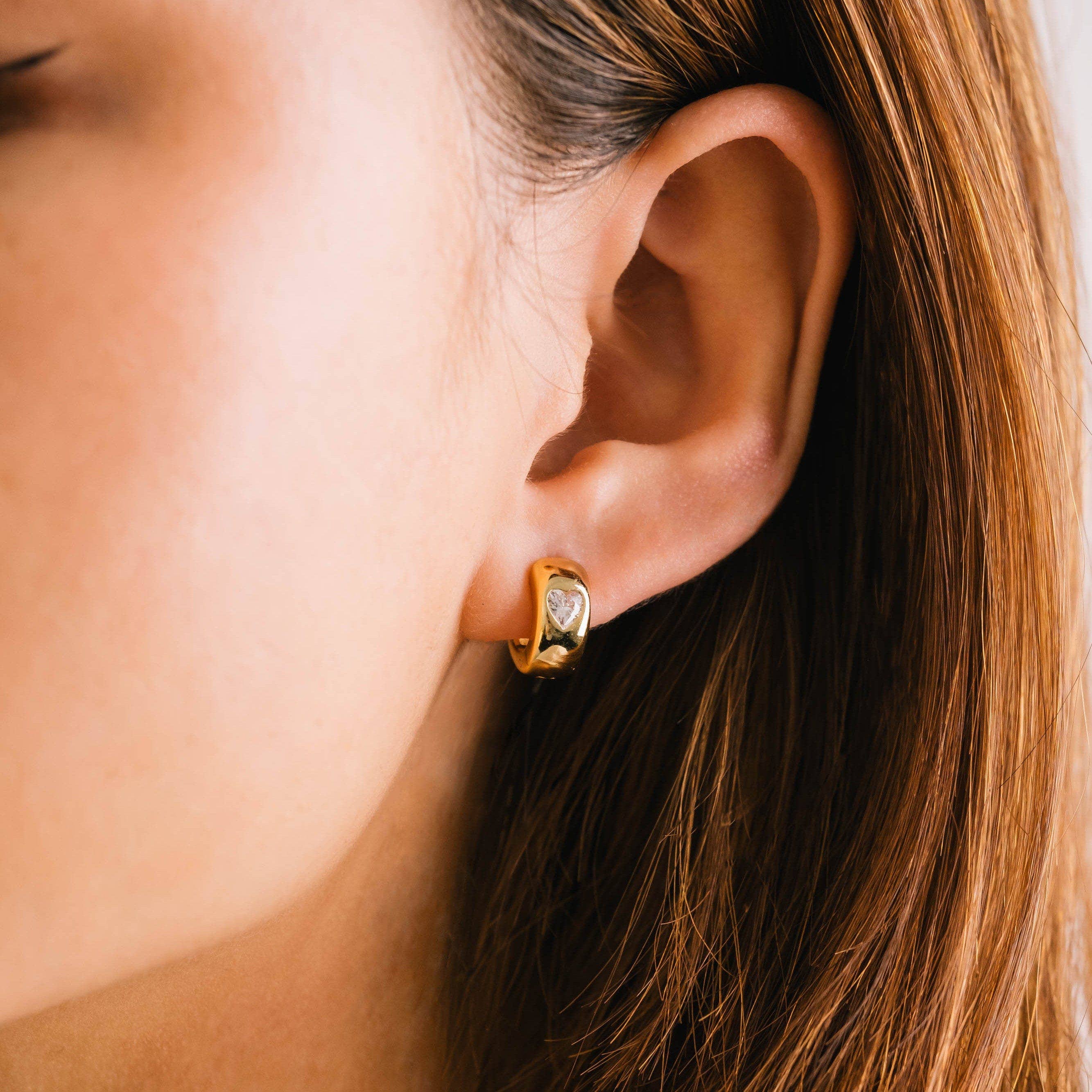 Heart Chunky Huggie Hoop Earrings