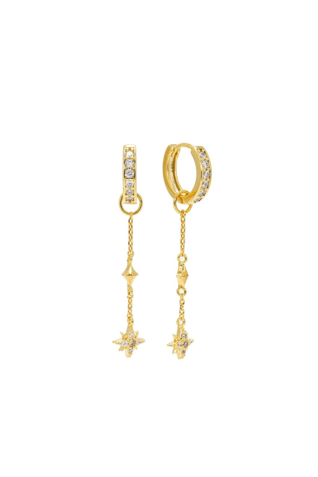 Starburst Drop Charm Hoop Earrings