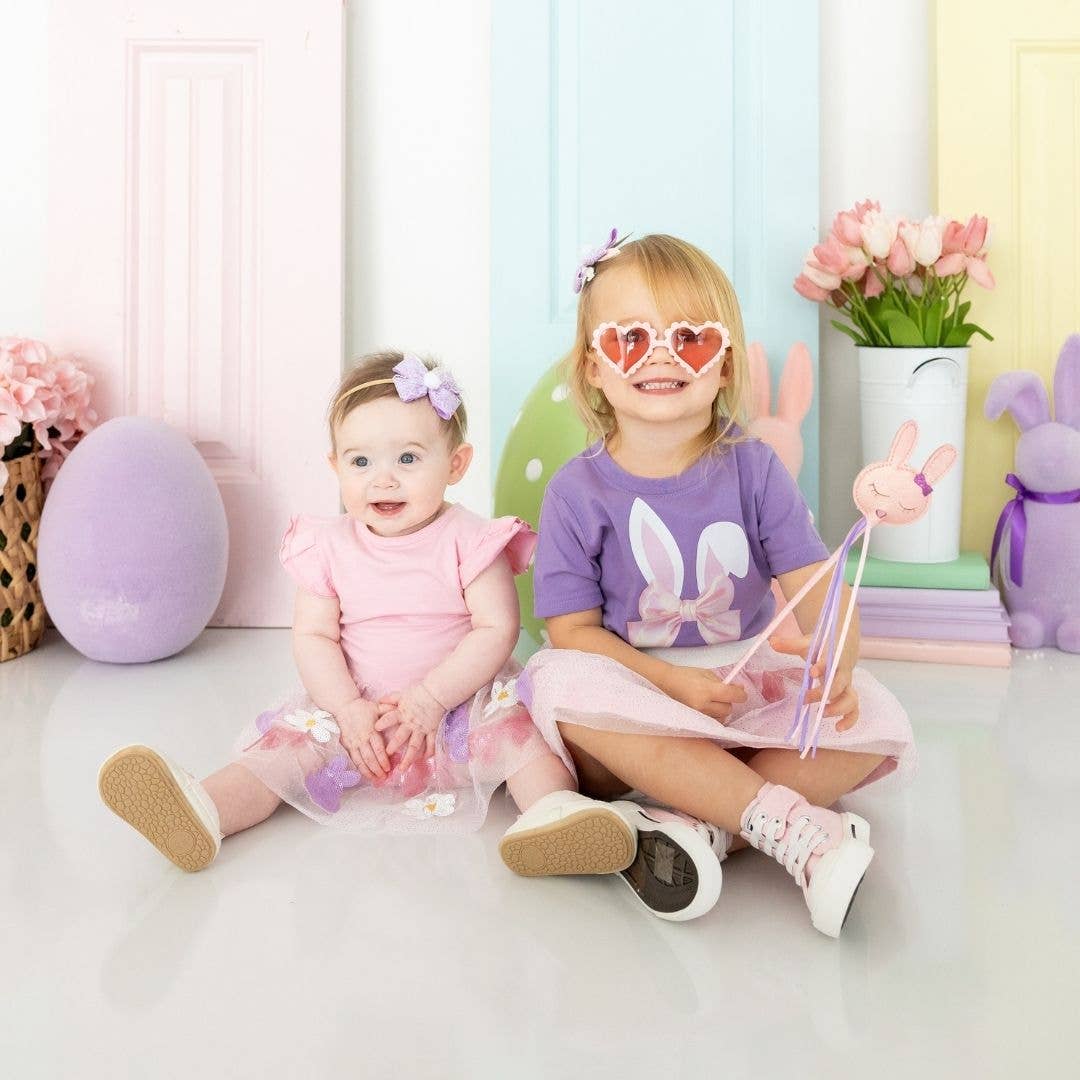 Sweet Wink: Lavender Lace Easter Bunny Bow Clip - Girls - Easter Basket