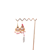 Purple Gold Dangly Beaded Earrings