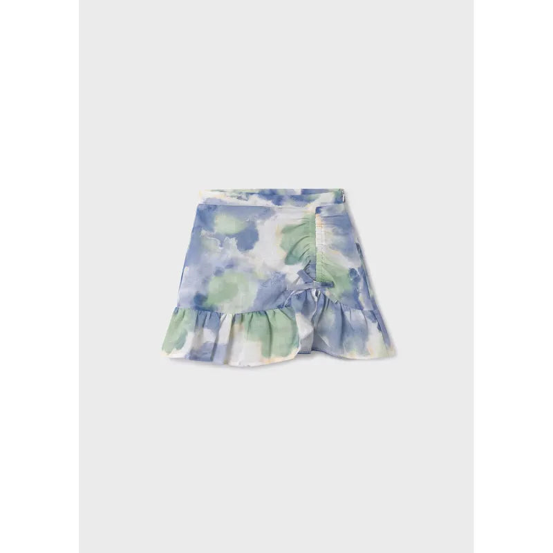 Mayoral: Bluesn Greens Yellow Watercolor Skirt