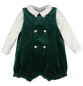 LULI & ME : DELUXE VELVET BOYS ROMPER GREEN