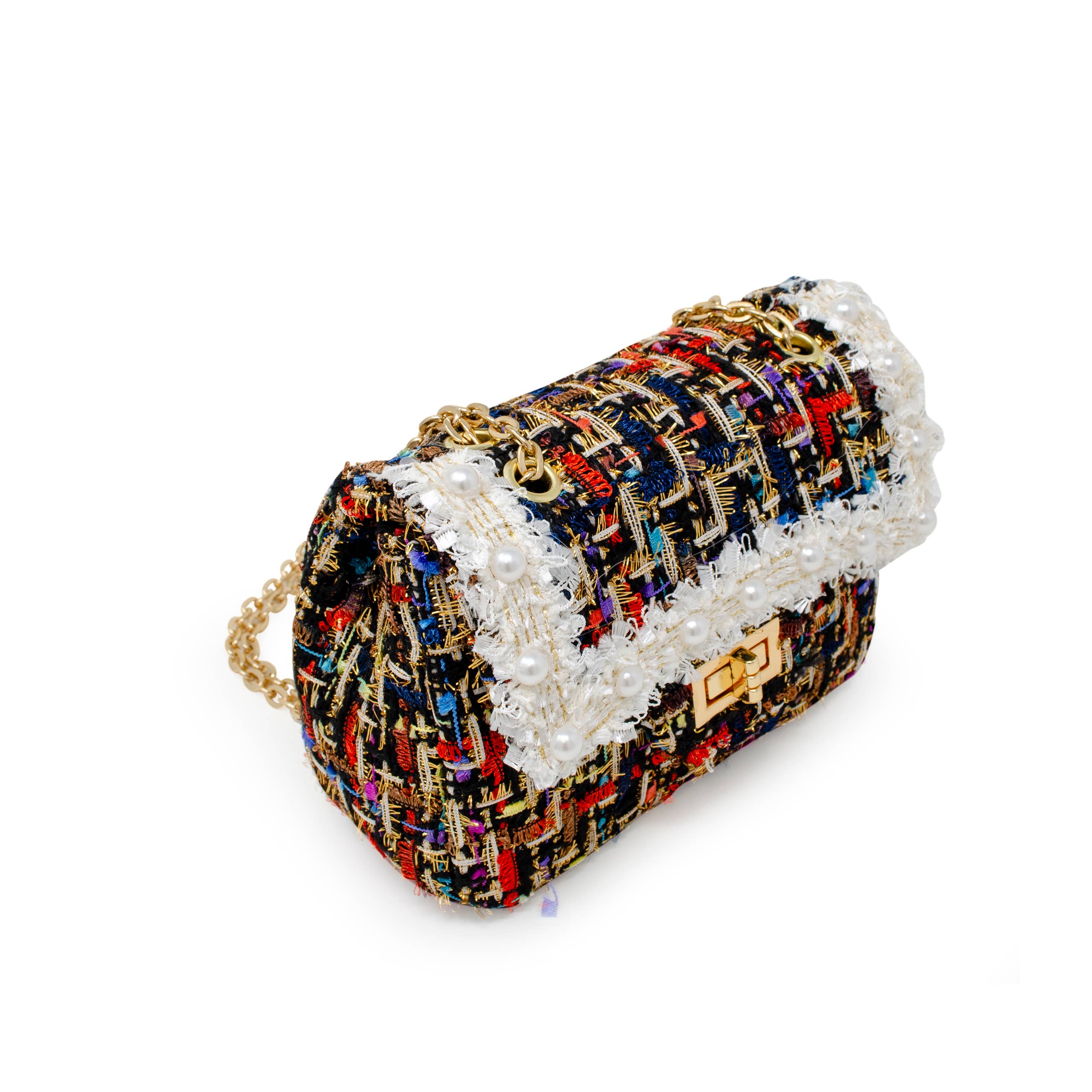 Classic Tweed Handbag with Pearls