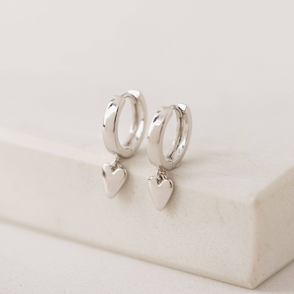 Everly Heart Huggie Drop Hoop Earrings