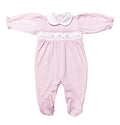 BABY THREADS : PINK TINY DOTS SMOCKED FOOTIE