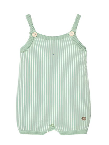 PAZ RODRIGUEZ: “CLAVEL” Knit Romper in Agave Green and Salmon