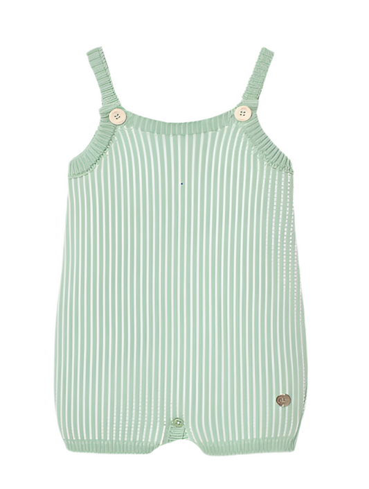 PAZ RODRIGUEZ: “CLAVEL” Knit Romper in Agave Green and Salmon