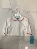 CLAIRE & CHARLIE: santa white boy shirt w/ red pipping