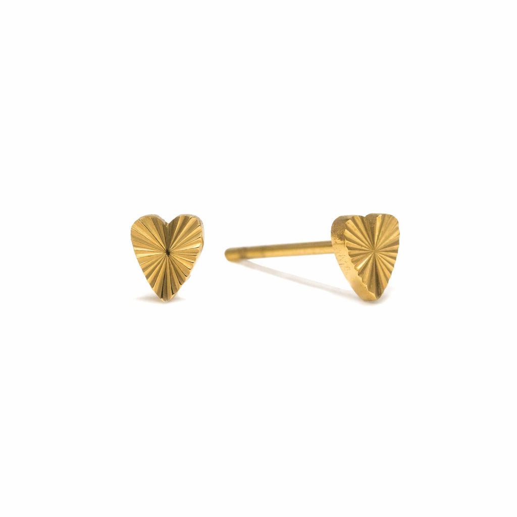 Fluted Heart Stud Earrings