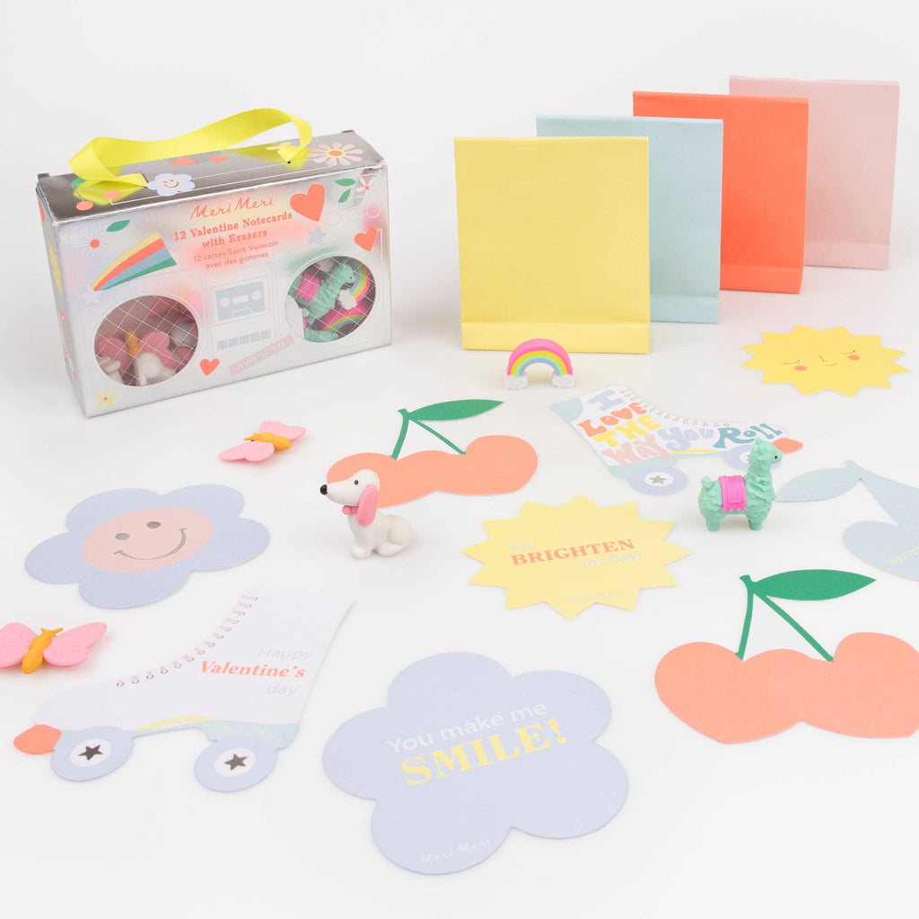 MERI MERI: Boom Box Kids Valentine's Cards & Erasers Set