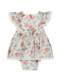 White Floral Print Baby Romper
