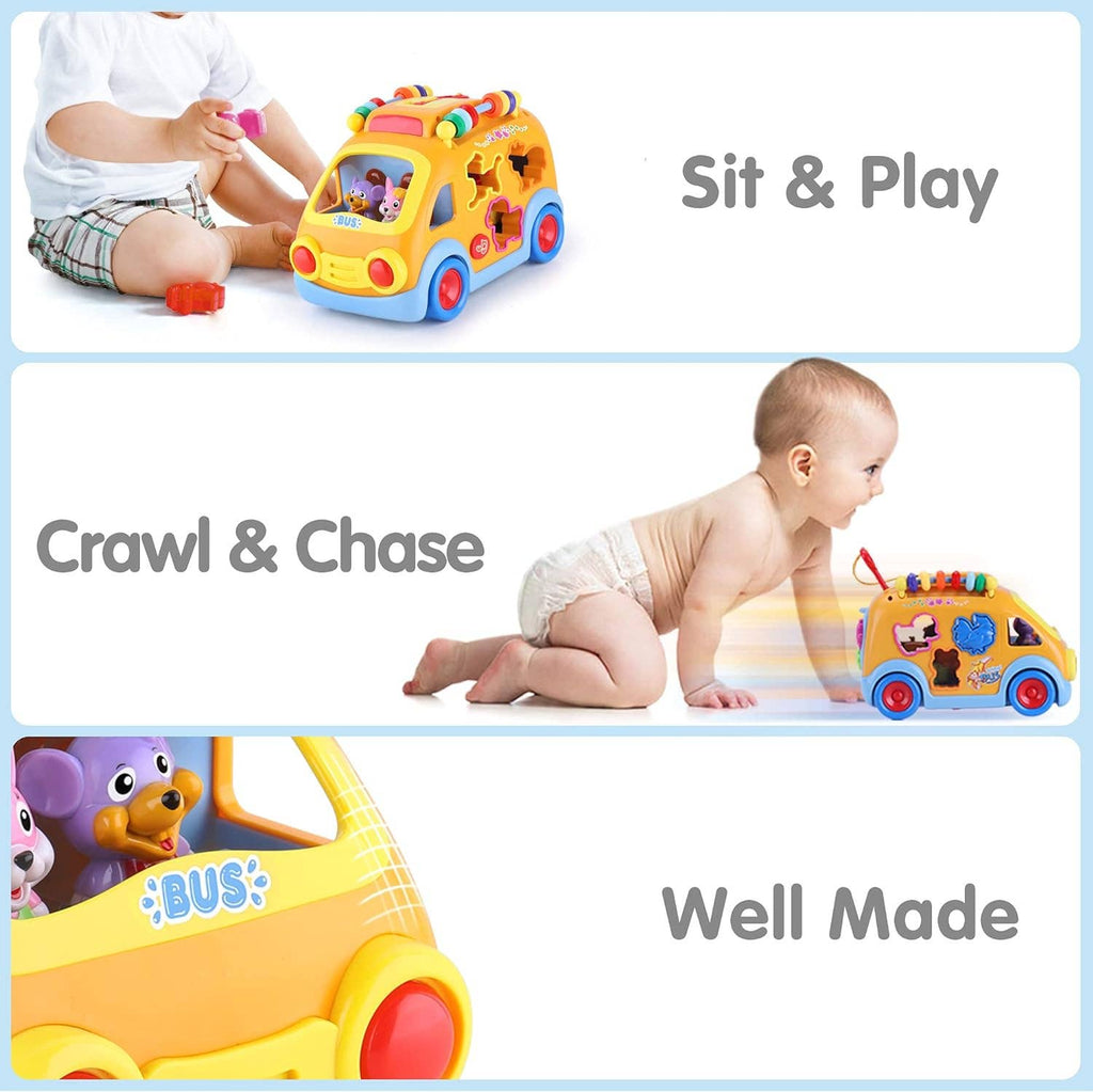 Electronic Baby Music Bus - Sensory Interactive Baby Car Toy