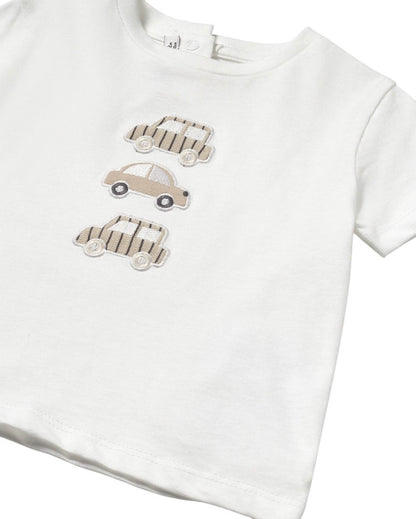 MAYORAL: BOYS 3 PIECE CAR EMBROIDERED SHORT SET