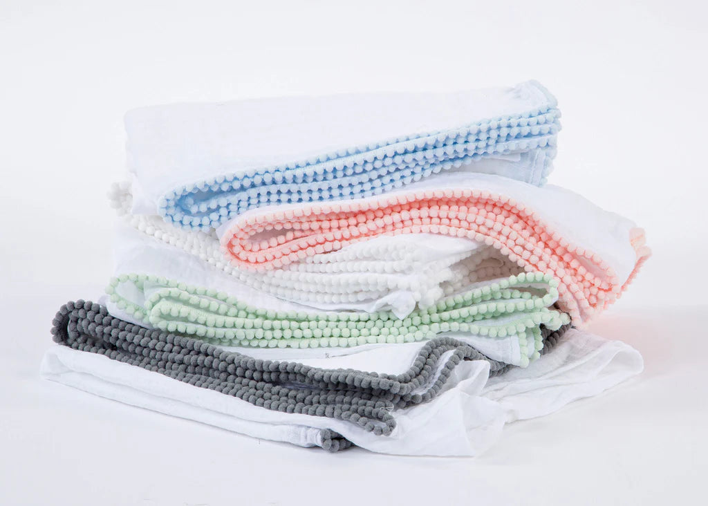 A Soft Idea Swaddle Baby Blanket with Pompon Edge