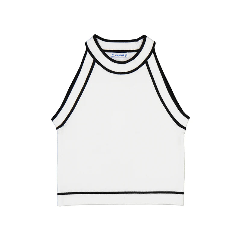 MAYORAL: GIRLS BLACK & WHITE VISCOSE KNIT TOP
