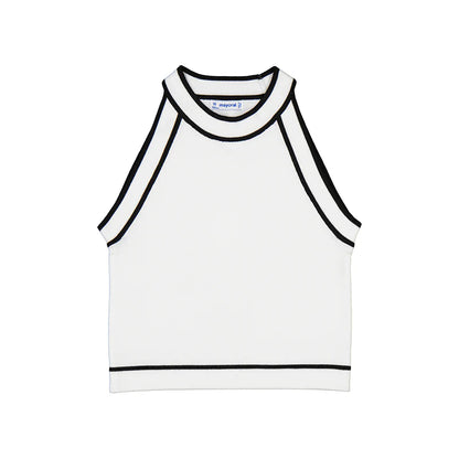 MAYORAL: GIRLS BLACK & WHITE VISCOSE KNIT TOP