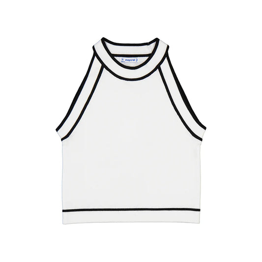 MAYORAL: GIRLS BLACK & WHITE VISCOSE KNIT TOP