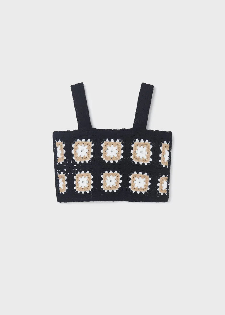 Mayoral: Black Crochet Top