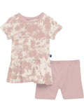 KICKEE: BABY ROSE TIE DYE SHORT SLEEVE PLAYTIME SET