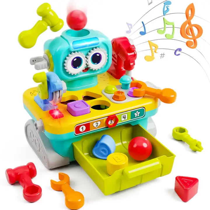 Tiny Musical Tool Workbench - Pretend Playset Toy for Kids