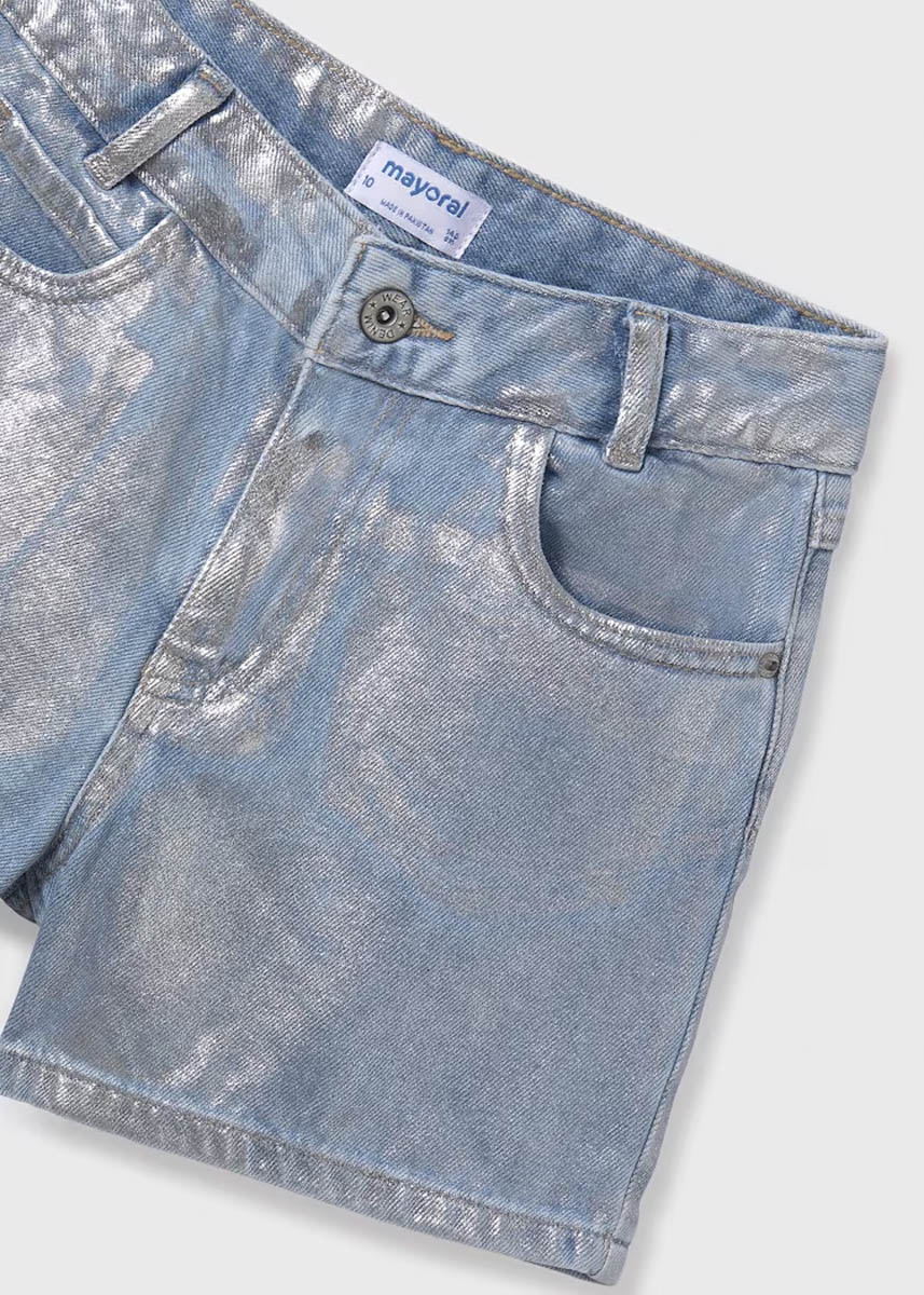 MAYORAL: GIRLS METALLIC DENIM SHORTS