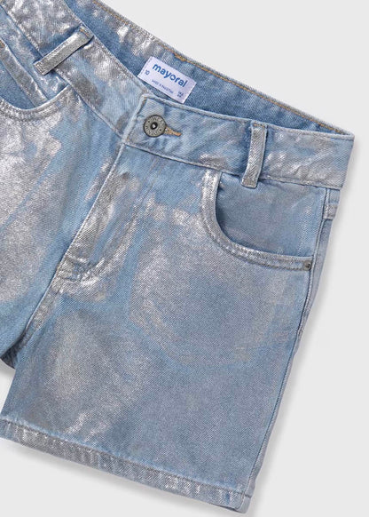 MAYORAL: GIRLS METALLIC DENIM SHORTS