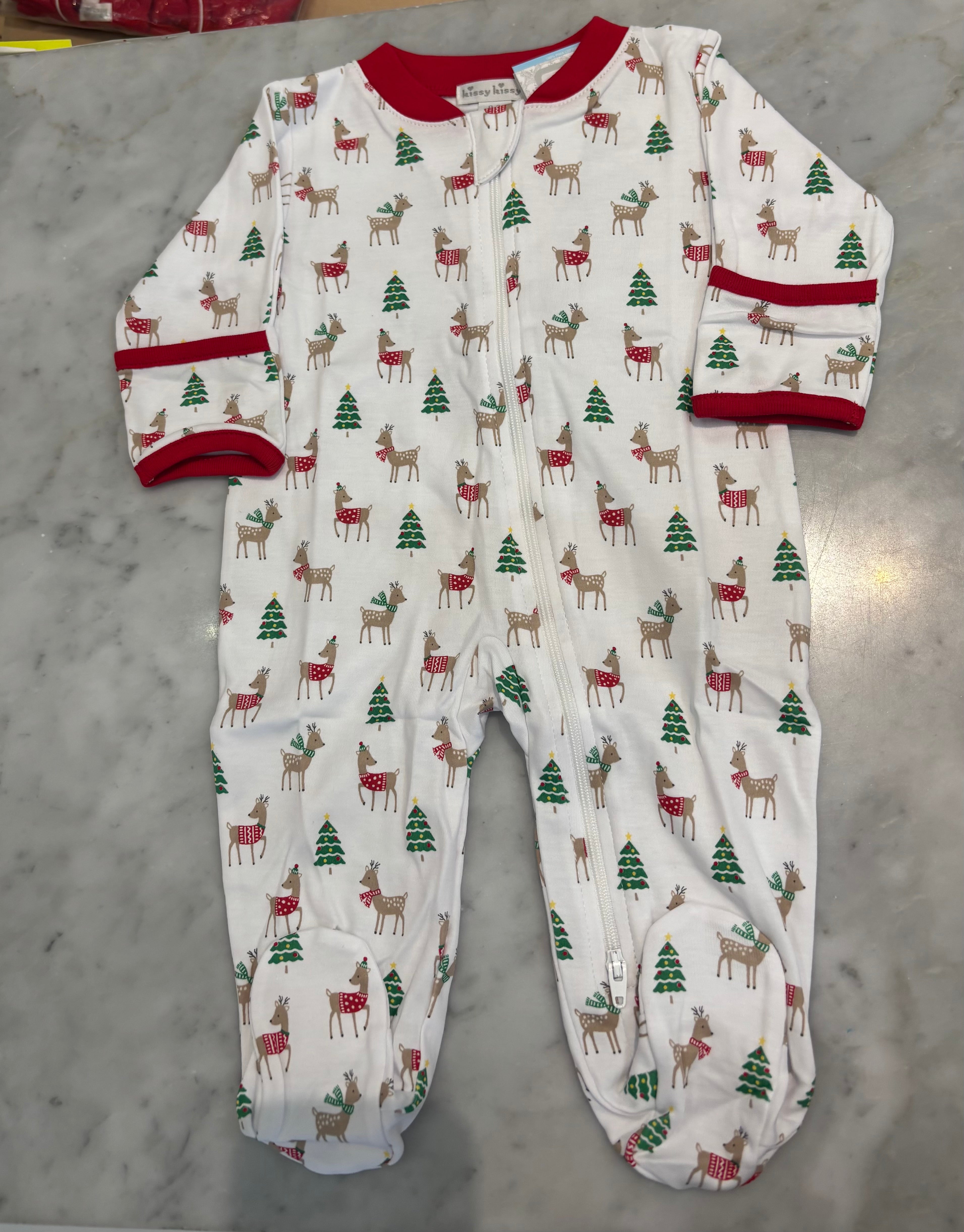 KISSY KISSY: Reindeer & Tree Footie w/ Zip