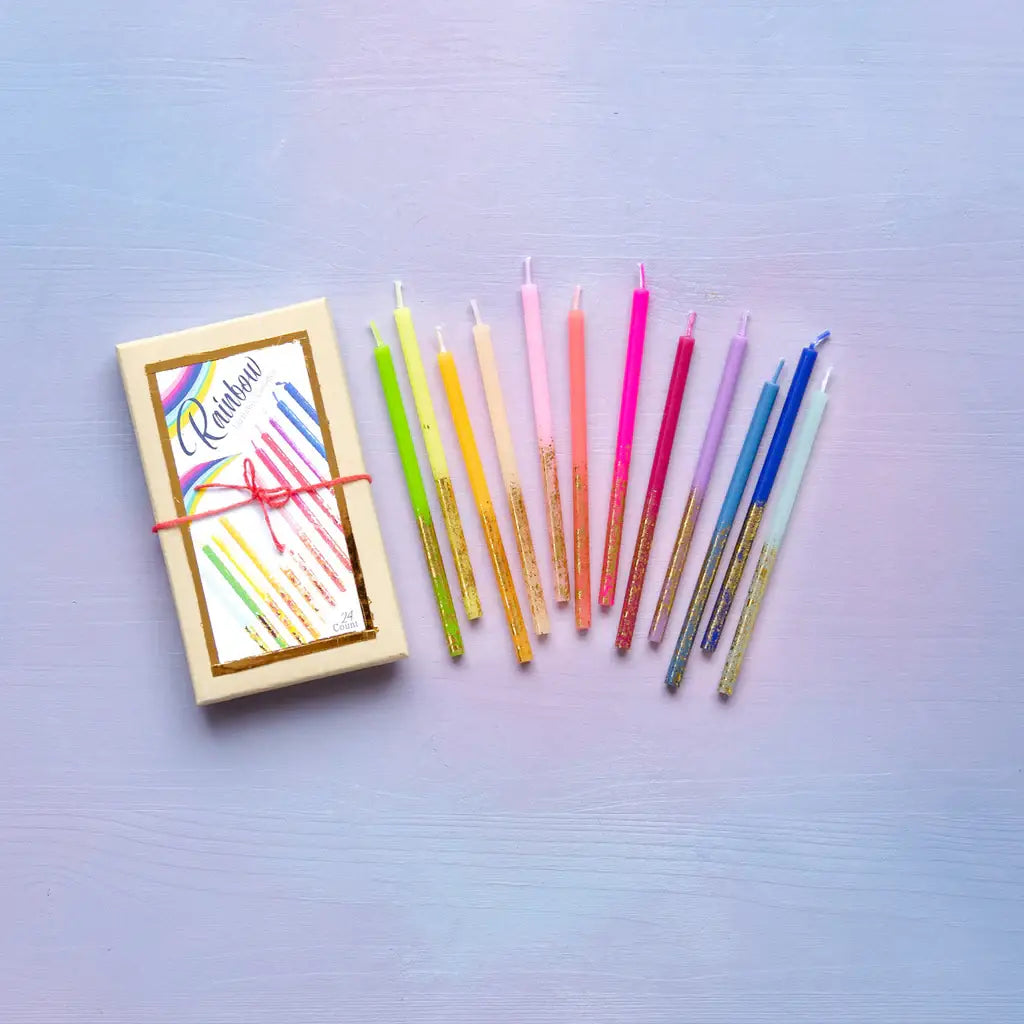 Glitterville Rainbow Birthday Candle, Boxed St/24
