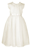LULI & ME : GIRLS SILK ORGANZA SLEEVELESS SPECIAL OCCASION DRESS-IVORY