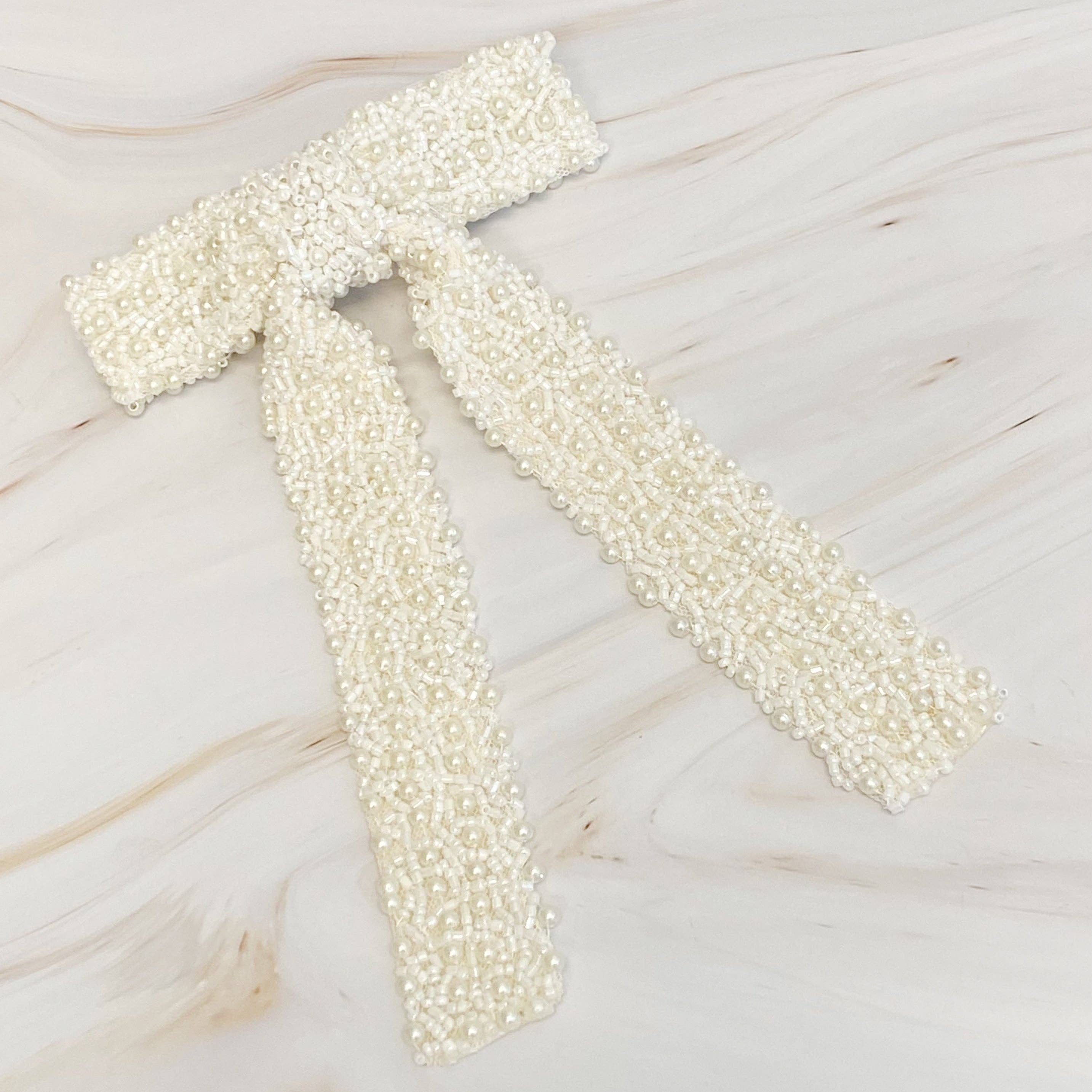 ELLISON & YOUNG : Luxe Beaded Pretty Bow Hair Clip