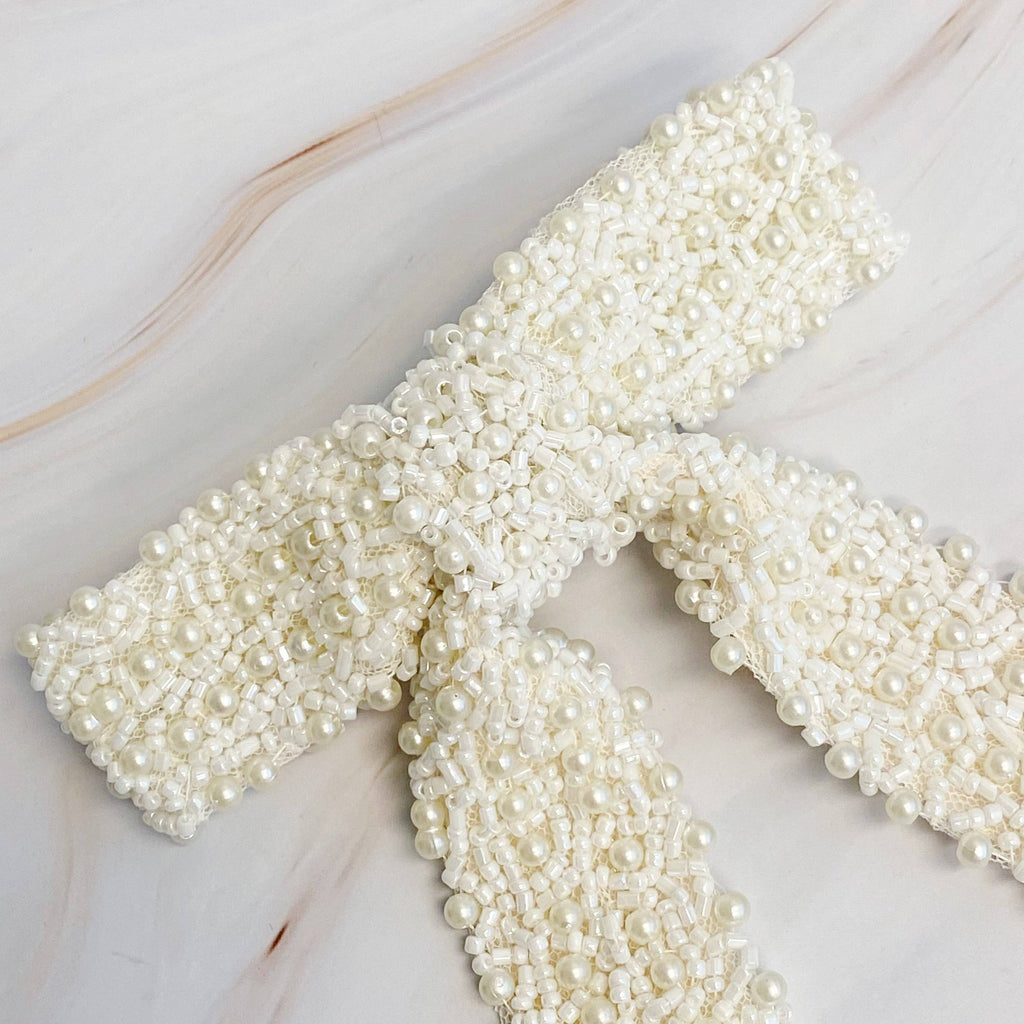 ELLISON & YOUNG : Luxe Beaded Pretty Bow Hair Clip