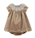 LULI & ME : DELUXE VELVET FLOAT DRESS BEIGE