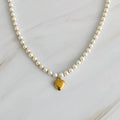 ELLISON+YOUNG: PEARL AND GOLD BAUBLE HEART NECKLACE