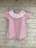 ANAVINI : Pink corduroy girls float dress w/white ruffle around the collar
