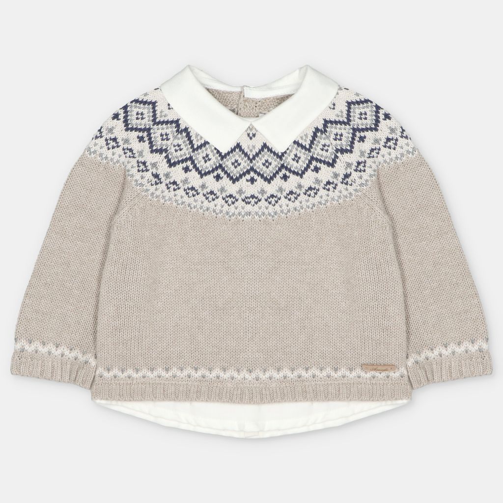 Martin Aranda : Sweater Jacquard w/Shirt Collar attached