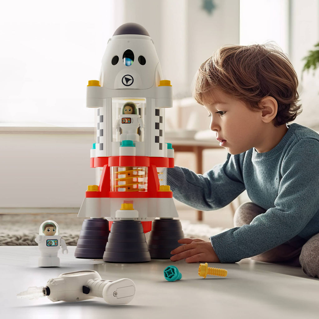 Rocket Space Toy Builder Playset - Light, Sound & Astronauts