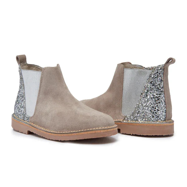 Childrenchic: Plata Suade Glitter Boot