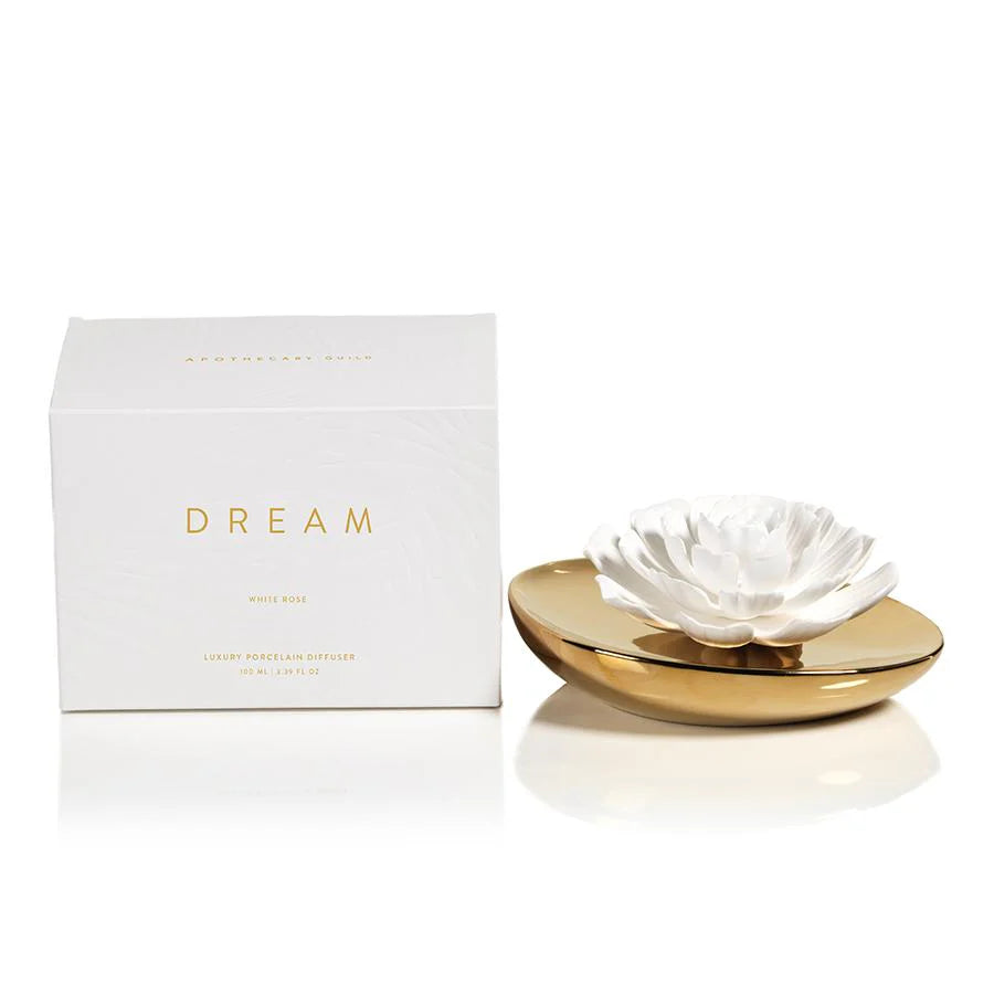 ZODAX: DREAM PORCELAIN FLOWER DIFFUSER- WHITE ROSE