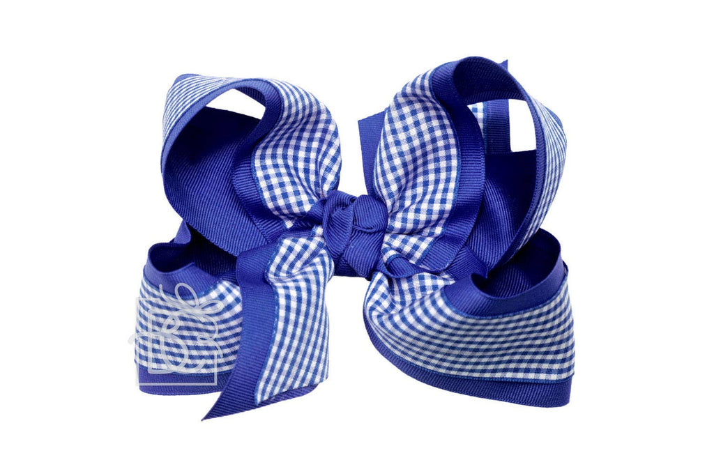 BEAUTIFUL CREATIONS: LAYERED GINGHAM/GROSGRAIN BOW ON CLIP